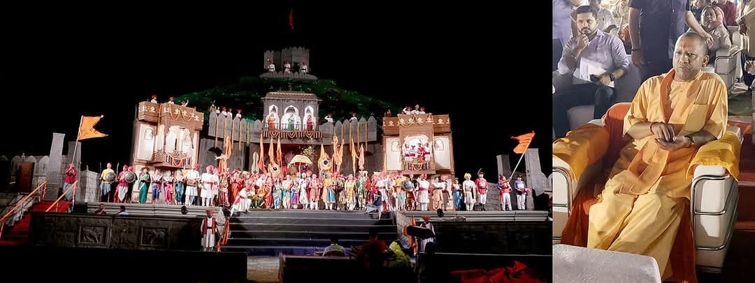 जाणता राजा की पूर्व प्रस्तुतियों के दृश्य।
